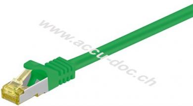 RJ45 Patchkabel CAT 6A S/FTP (PiMF), 500 MHz mit CAT 7 Rohkabel, grün, 7.5 m - LSZH halogenfreier Kabelmantel, Kupfer, RJ45-Stecker (CAT 6A) 