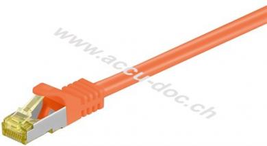 RJ45 Patchkabel CAT 6A S/FTP (PiMF), 500 MHz mit CAT 7 Rohkabel, orange, 10 m - LSZH halogenfreier Kabelmantel, Kupfer, RJ45-Stecker (CAT 6A) 