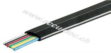 Telefonflachkabel 6-adrig, 100 m Rolle, AWG 30, CU (Kupfer), Schwarz - Kupferleiter (CU) 