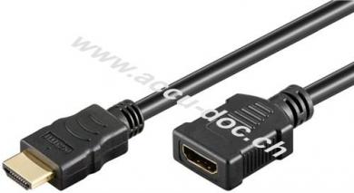 High Speed HDMI™ Verlängerungskabel mit Ethernet,, 0.5 m, Schwarz - HDMI™-Stecker (Typ A) > HDMI™-Buchse (Typ A) 