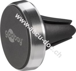 Magnethalterungs-Set Universal im Slim-Design, Schwarz-Silber - zur einfachen und sicheren Befestigung mobiler Kleingeräte im Fahrzeug 