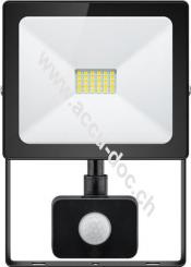 LED-Außenstrahler, 20 W, Slim Classic, mit Bewegungsmelder, Schwarz, 0.15 m - Lichtlösung mit PIR-Sensor für Hauseingänge, Garagen, Carports & Zugangswege 