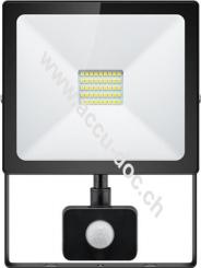 LED-Außenstrahler, 30 W, Slim Classic, mit Bewegungsmelder, Schwarz, 0.15 m - Lichtlösung mit PIR-Sensor für Hauseingänge, Garagen, Carports & Zugangswege 