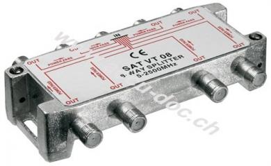 SAT-Verteiler, 8-fach, 8 x out, Silber - für Satellitenanlagen 5 MHz - 2400 MHz 