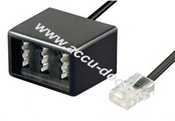 TAE Telefon-Adapter-Stecker, Schwarz, 0.2 m - RJ45-Stecker (8P4C) > 3x TAE N/F/F- Buchse 