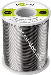 Lötzinn bleifrei, ø 1,0 mm, 500 g - Zusammensetzung: 0,3 % Silber, 0,7 % Kupfer, 99 % Zinn, Flussmittelanteil: 2,5 %, Schmelzpunkt 217° C 