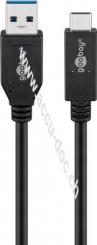USB-C™-Kabel USB 3.2 Gen 2, 3 A, 0,5 m, schwarz, 0.5 m - USB-Stecker (Typ A) > USB-C™-Stecker 