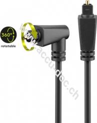 Toslink-Kabel abgewinkelt und drehbar, 2 m, Schwarz - Toslink-Stecker > 90°-Toslink-Stecker 