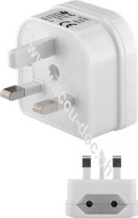 Netzadapter UK, Weiß, Weiß - Eurostecker (Typ C, CEE 7/16) > UK 3-Pin-Stecker (Typ G, BS 1363) 