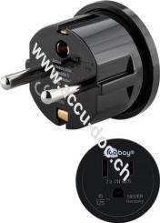 Netzadapter US/Japan, Schwarz - Schutzkontaktstecker (Typ F, CEE 7/7) > US-/Japan-Buchse (Typ B, NEMA 5-15, 3-polig) 