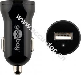 USB-Autoladegerät 1 A, Schwarz - kompakte Stromversorgung für Handys und Kleingeräte 