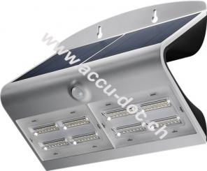 LED Solar-Wandleuchte mit Bewegungsmelder, 6,8 W, Silber - Lichtlösung für Hauseingänge, Carports & Treppen 