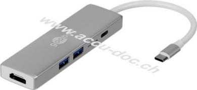 USB-C™-Multiport-Adapter USB, CR, PD, Alu, silber 