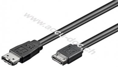 HDD eSATA Kabel 1.5 GBits / 3 GBits / 6 GBits, 1 m, Schwarz - SATA L-Typ Stecker > eSATA I-Typ Stecker 