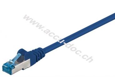 CAT 6A Patchkabel, S/FTP (PiMF), blau, 1 m - Kupferleiter (CU), halogenfreier Kabelmantel (LSZH) 