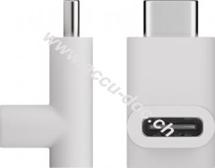 Adapter USB-C™ auf USB-C™ 90°, weiß - USB-C™-Buchse > USB-C™-Stecker 