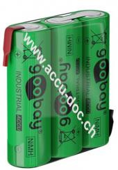 3x AA (Mignon) Akku - 2100 mAh, Grün - Lötfahne (Z), LSD-NiMH Akku (Ready-to-Use), 3,6 V 