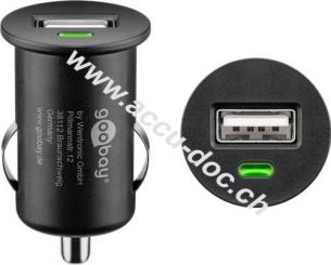USB-Autoladegerät 1 A, Schwarz - kompakte Stromversorgung für Handys und Kleingeräte 