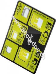 SIM-Kartenadapter Set im Kreditkarten-Format, Schwarz-Grün - für Nano SIM, Micro SIM und SIM-Format mit einfacher ''Click-in'' Verrieglungsfunktion 