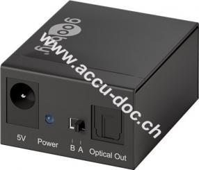 Toslink Audio Switch, 2 Eingänge / 1 Ausgang, Schwarz - verbindet zwei optische Signale mit einem Ausgang 