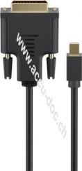 Mini DisplayPort/DVI-D Adapterkabel 1.2, 2 m, Schwarz - Mini DisplayPort-Stecker > DVI-D-Stecker Dual-Link (24+1 pin) 