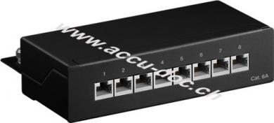 CAT 6a Mini/Desktop Patch Panel, 8 Port, (1 HE), Schwarz - STP geschirmt, schwarz 