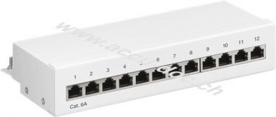CAT 6a Mini/Desktop Patch Panel, 12 Port, Weiß - STP geschirmt, Weiß 