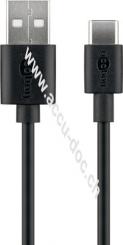 USB-C™ Lade- und Synchronisationskabel, 1 m, Schwarz - verbindet Geräte mit USB-C™- und USB-A Anschlüssen miteinander 
