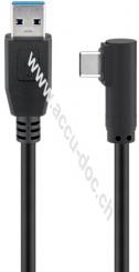 USB 3.0 USB-C™-auf-USB-A-Kabel 90°, 3 m, schwarz, 3 m - USB 3.0-Stecker (Typ A) > USB-C™-Stecker 