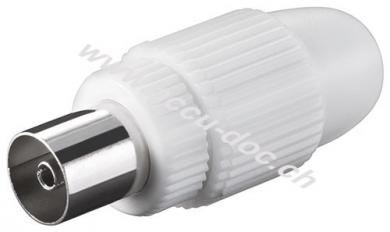 Koax-Kupplung mit Schraubbefestigung, Weiß - schraubbarer Koax-Stecker aus Kunststoff 