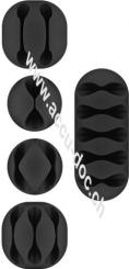 Kabelmanagement-Set, schwarz, Schwarz - 5er-Set zum Ordnen und Fixieren, ablösbar 