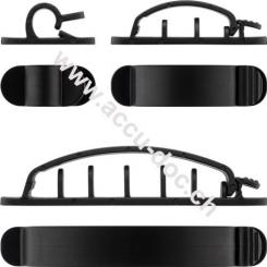 Kabelmanagement Clip-Set, schwarz - 6er-Set zum Ordnen und Fixieren, ablösbar 