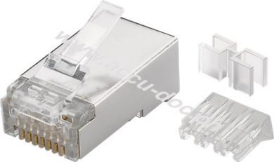 RJ45 Stecker, CAT 6A STP geschirmt - für Rundkabel, mit zwei Einfädelhilfen 