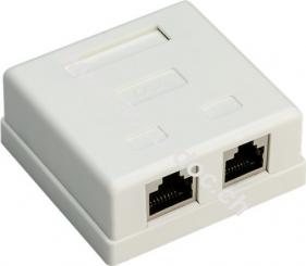 2-Port RJ45-Anschlussdose, CAT 6, STP, Weiß - geschirmt 