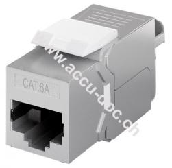 Keystone Modul RJ45 CAT 6A, STP, slim-line - 14,7 mm breit, Krokodil-Typ, Klemmleiste für LSA Montage (werkzeugfrei) 