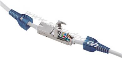 Werkzeugloser Kabelverbinder ''Slim'' CAT 6A, STP geschirmt - Klemmleiste für LSA Montage (werkzeugfrei) 