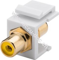 Keystone Modul Cinch/RCA, Gelb - 2x Cinch-Buchse, Gelb, vergoldet 
