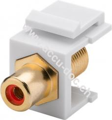 Keystone Modul Cinch/RCA, Rot - 14,7 mm Breite, Cinch-Buchse Rot > F-Buchse, vergoldet 
