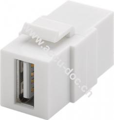 Keystone-Modul USB Verbinder, weiß - 17,2 mm Breite, 2x USB 2.0-Buchse (Typ A) 
