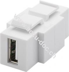 Keystone-Modul USB, beidseitig einbaubar, weiß - 16,9 mm Breite, USB 2.0-Buchse (Typ A) 
