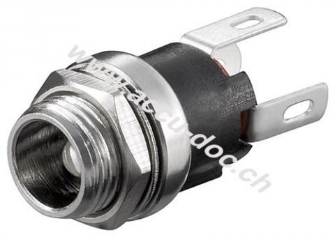 DC-Einbaubuchse - Stift 2,5 mm, geschlossene Bauart mit Lötanschluss 