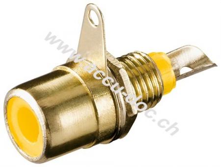 Cinch Buchse zur Gehäusemontage mit Lötanschluss, Gelb - Goldausführung, Gelb 