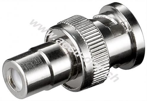 BNC-Stecker > Cinchkupplung, Silber - für RG58/U-Kabel 