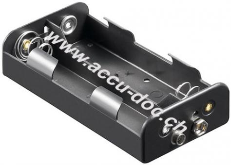 4x C (Baby) Batteriehalter, Schwarz - Druckknopf 