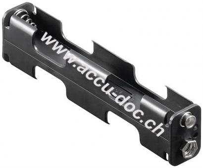4x AA (Mignon) Batteriehalter, Schwarz - Druckknopf 