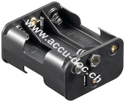 6x AA (Mignon) Batteriehalter, Schwarz - Druckknopf 