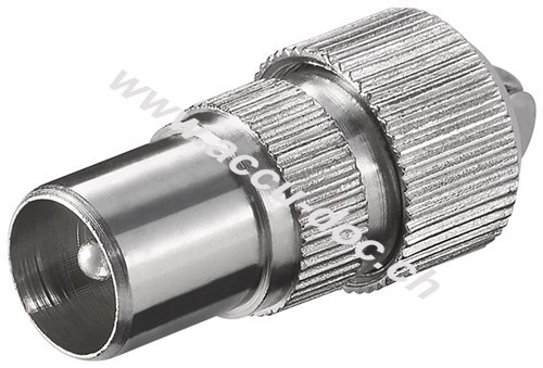 Koax-Stecker mit Schraubbefestigung - schraubbarer Koax-Stecker aus Metall 