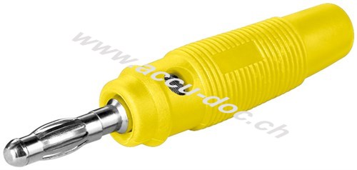 Bananen-Stecker, Gelb - mit Querloch 4 mm, trittfest, Gelb 