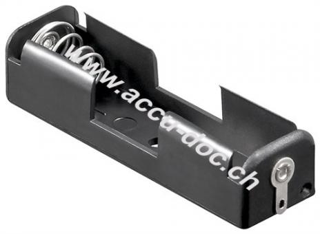 1x AA (Mignon) Batteriehalter, Lötfahne (U), Schwarz - Lötfahne (U) 