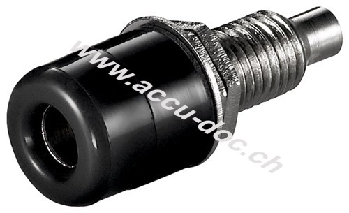 Bananenbuchse mit Gewinde, Schwarz - 4 mm, mit 2 Muttern, schwarz 